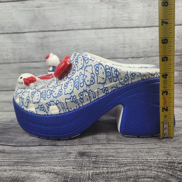 Crocs Hello Kitty 50th Siren Clog M9 W11 Blue White High Heel Jibbitz New NWT - Picture 4 of 6